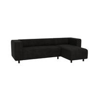 ECKSOFA Tove Schwarz Cord - Ottomane rechts - Schwarz, Holz/Kunststoff (240/142cm) - S-Style Möbel