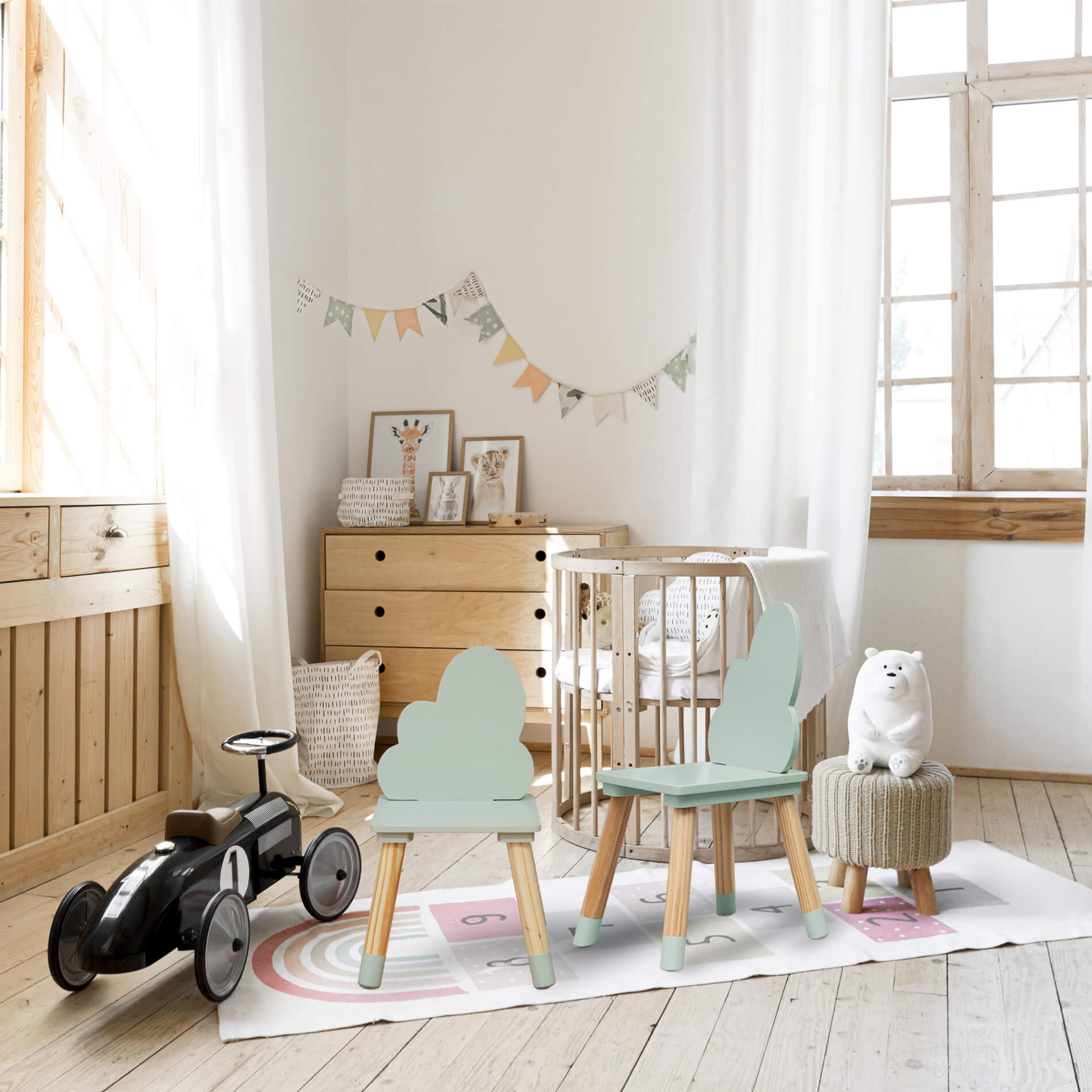 KINDERSTÜHLE 2er Set Grün 25/25/50 cm - Jadegrün, Holzwerkstoff (25/50/25cm) - Mobili Rebecca