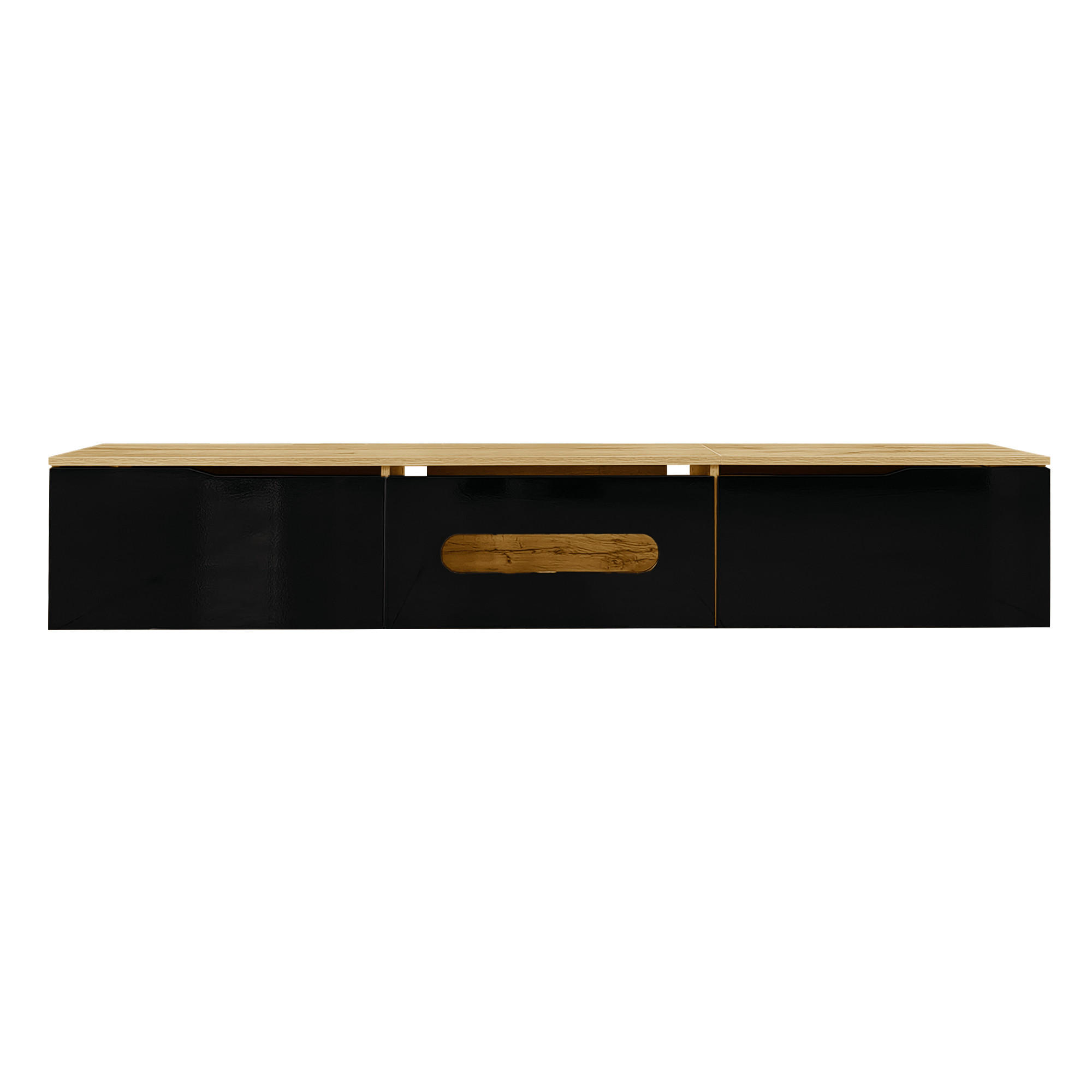 TV-MÖBEL Schwarz und Holzfarbe 180/35/30 cm - Schwarz, Holzwerkstoff (180/30/35cm) - PANGIVO