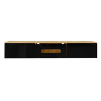 TV-MÖBEL Schwarz und Holzfarbe 180/35/30 cm - Schwarz, Holzwerkstoff (180/30/35cm) - PANGIVO