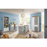 BABYZIMMER Matino in Beton hell und Weiß 4teilig - Grau, Holzwerkstoff (120/200/80cm)