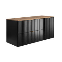 BADEZIMMER-SET, 57×46×120 cm, Schwarz / Arbeitsplatte aus Eiche Craft, goldener Griff - Schwarz, Holzwerkstoff (120/57/46cm) - 3XE LIVING