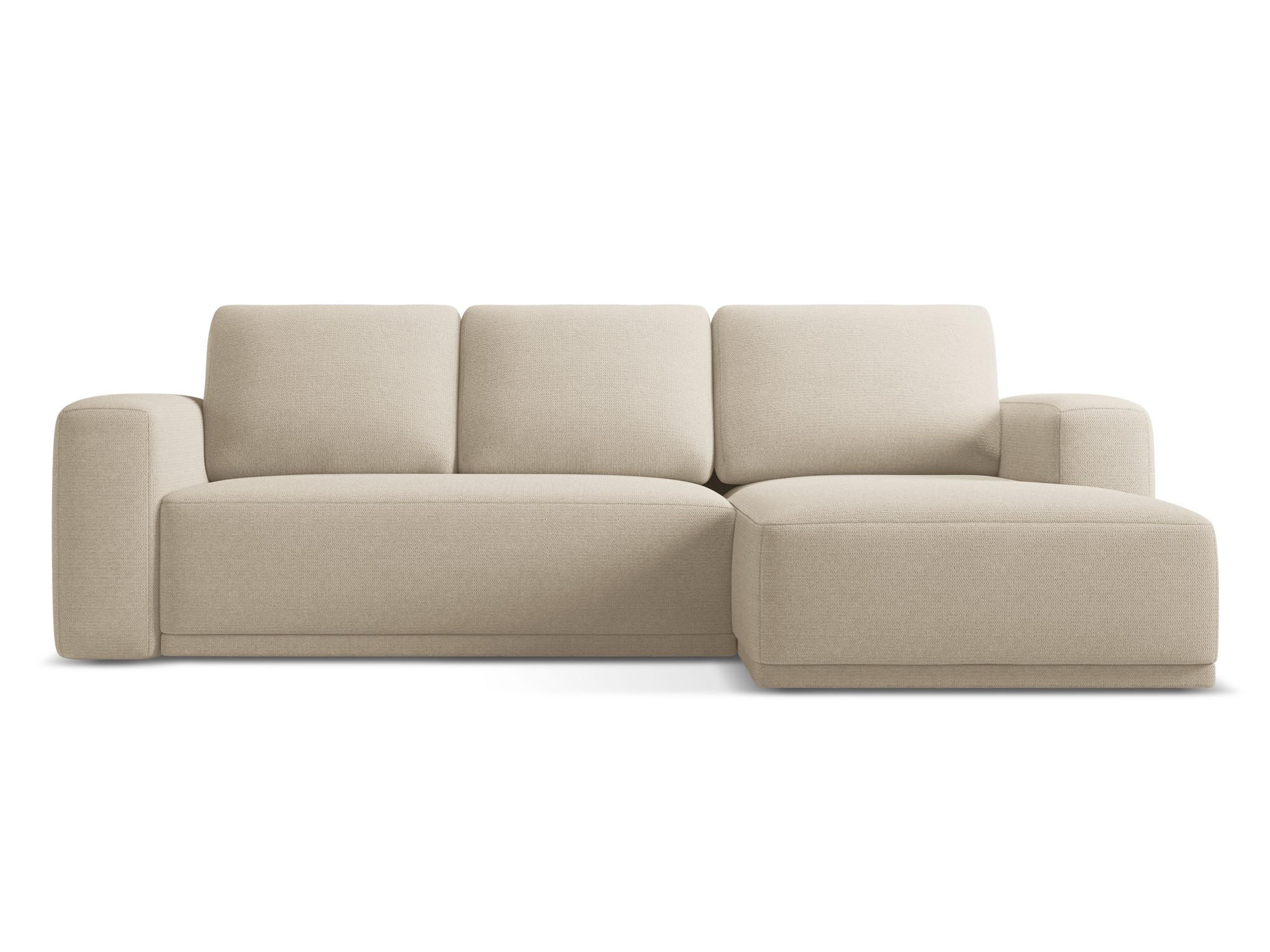 ECKSOFA mit Schlaffunktion Chenille Stoff Beige - Beige/Schwarz, Kunststoff/Textil (258/160cm) - Makamii
