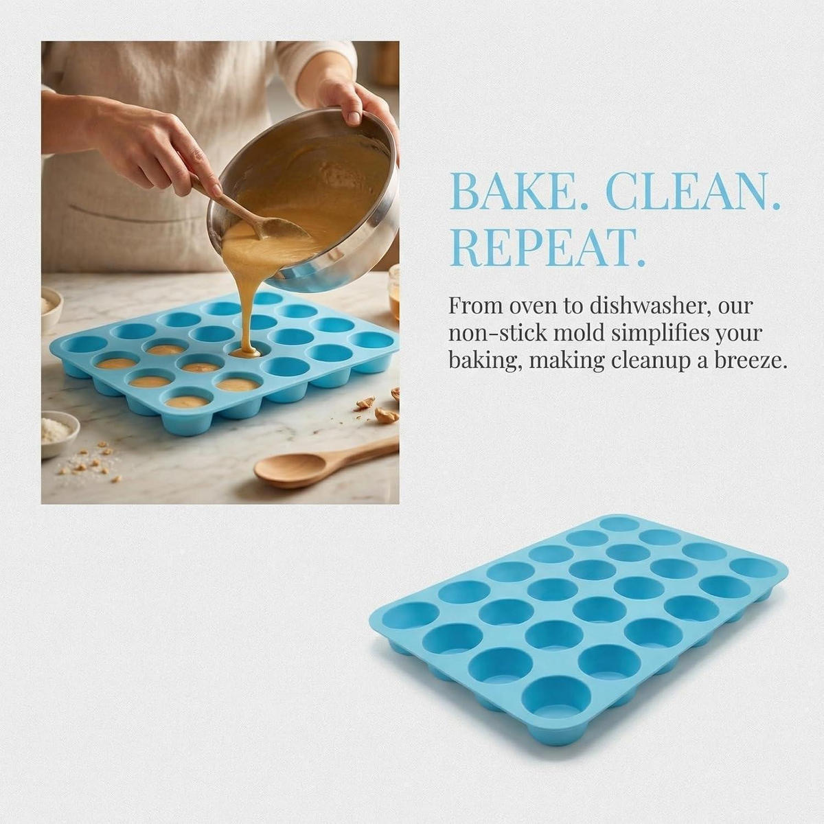 MUFFINBACKFORM 2-teiliges Set Silikon Blau - Blau, Kunststoff (22.5/2.5/32cm)