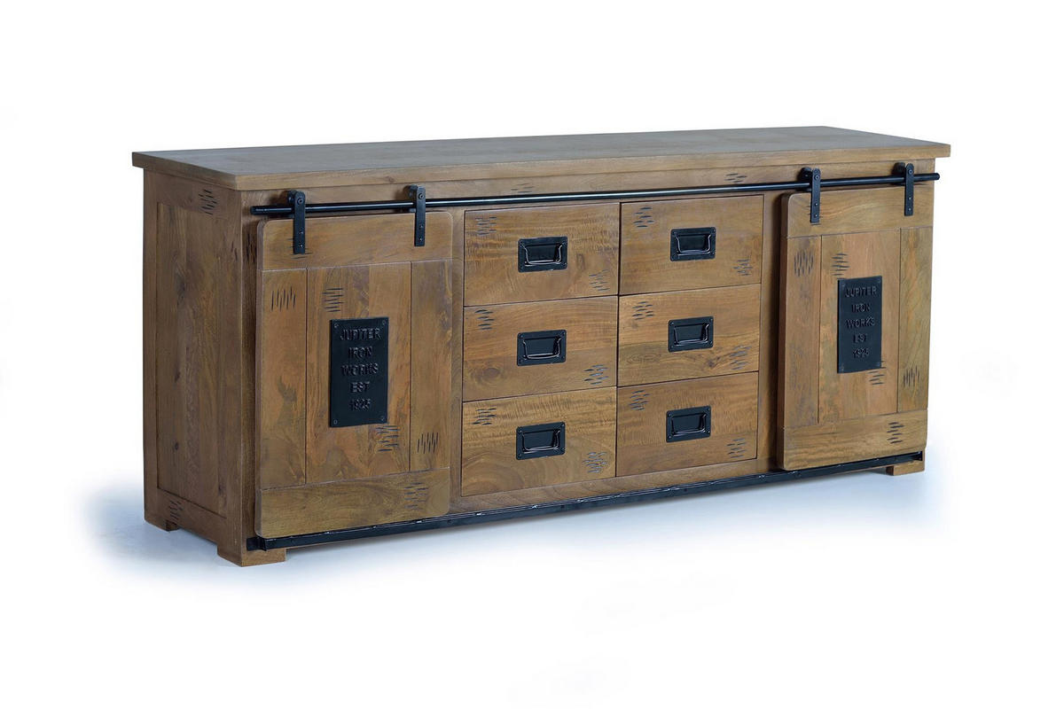 SIDEBOARD aus Mangoholz und Schwarz - Braun, Holz (45/80/190cm) - Giner y Colomer