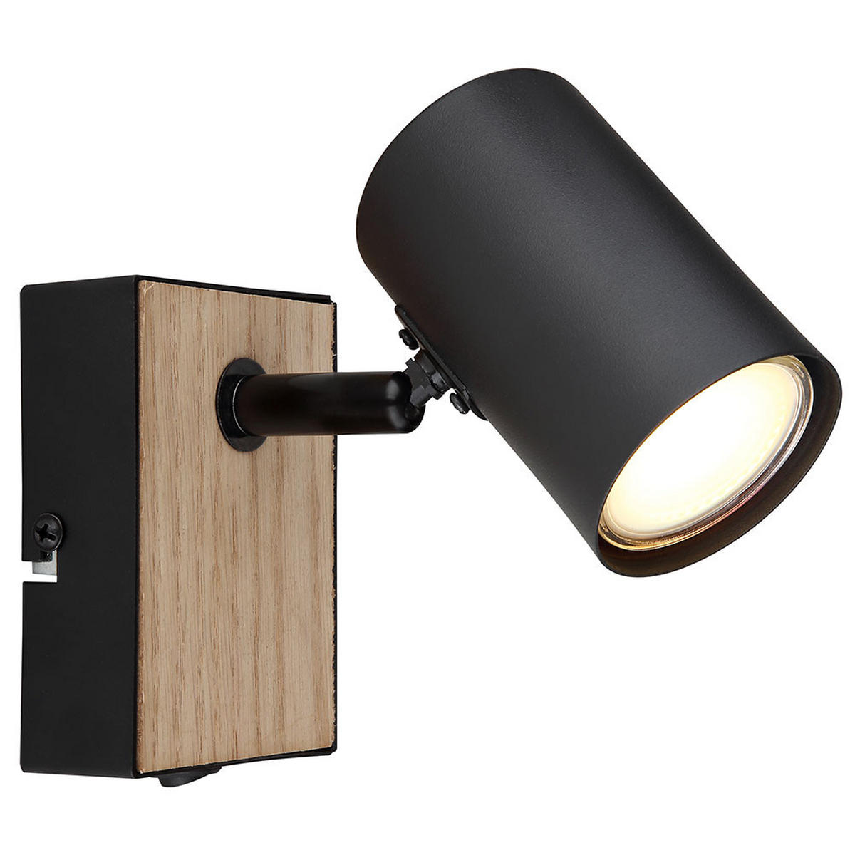 WANDLEUCHTE Metall Holzoptik Schwarz - Schwarz, Metall (7/10/7cm) - Globo Lighting