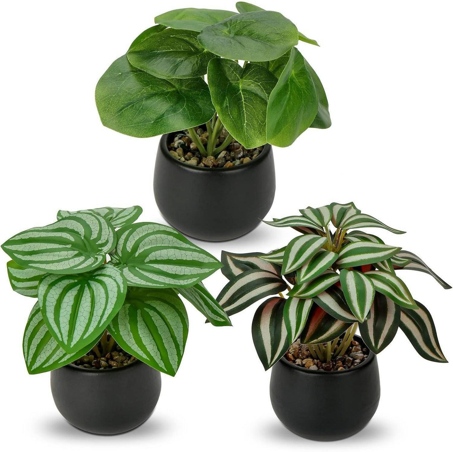 KUNSTPFLANZE 3er Set mit Keramiktopf Höhe 15 cm - Multicolor, Keramik (15cm)