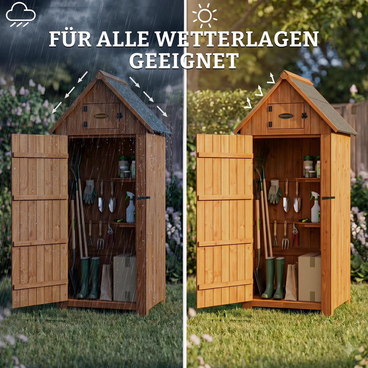 GERÄTESCHUPPEN ,SS01-Natural wood - Eichefarben, Holz (54.3/179/77cm)