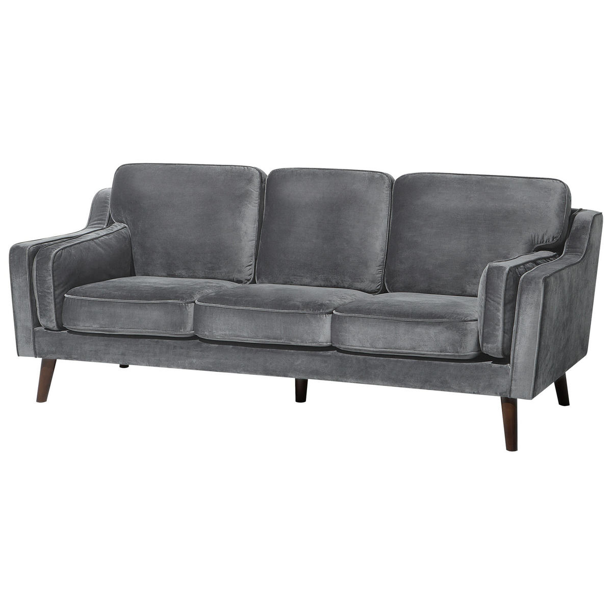3-SITZER-SOFA Samtstoff Dunkelgrau Lokka - Dunkelgrau, Textil (204/85/83cm) - Beliani