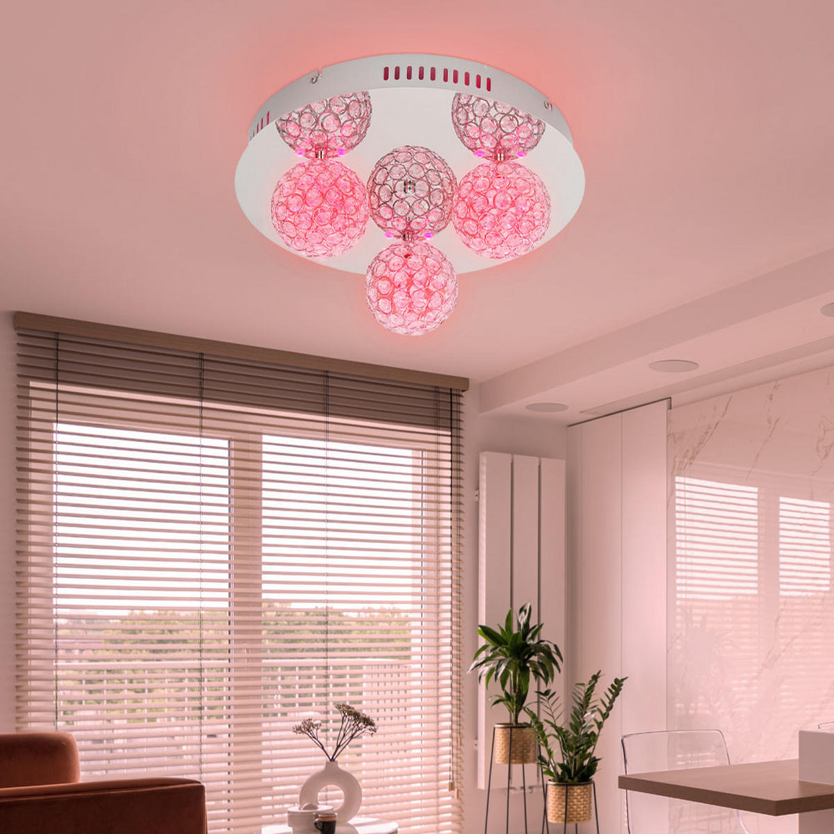 DECKENLEUCHTE Metall Silber Kristalloptik - Silberfarben, Glas (38/38/17cm) - Esto