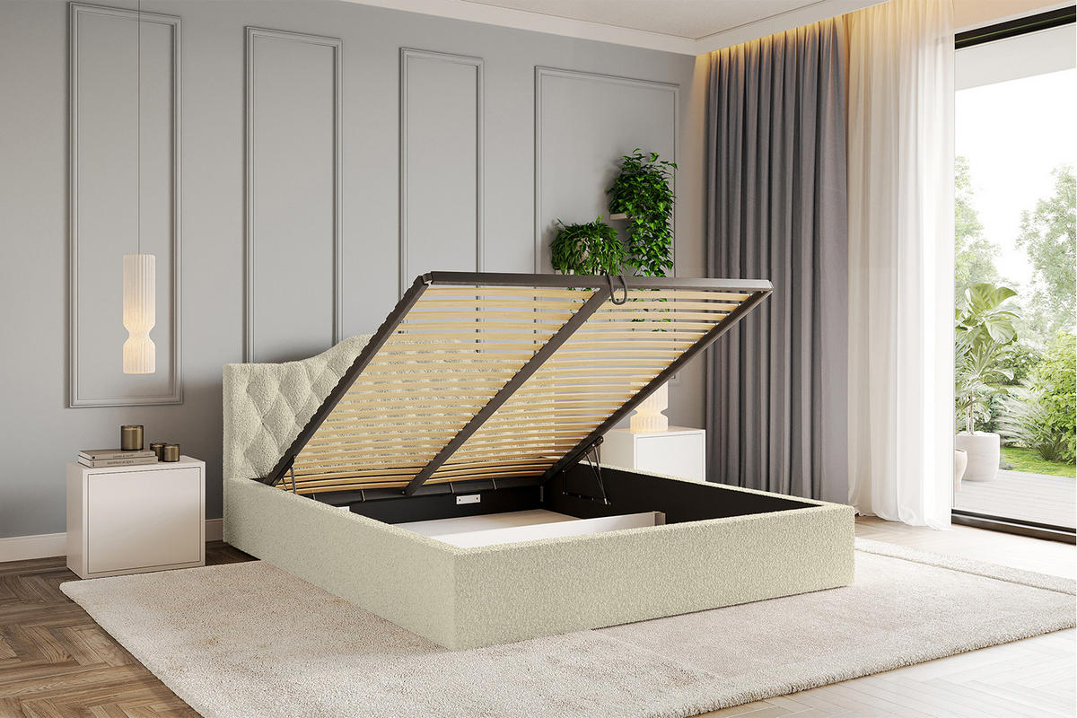 POLSTERBETT mit Bettkasten und Lattenrost, Boxbett ohne Matratze - FALIO-V1 180x200 Beige - Taupe, Holzwerkstoff/Textil (180/200cm) - ALTDECOR