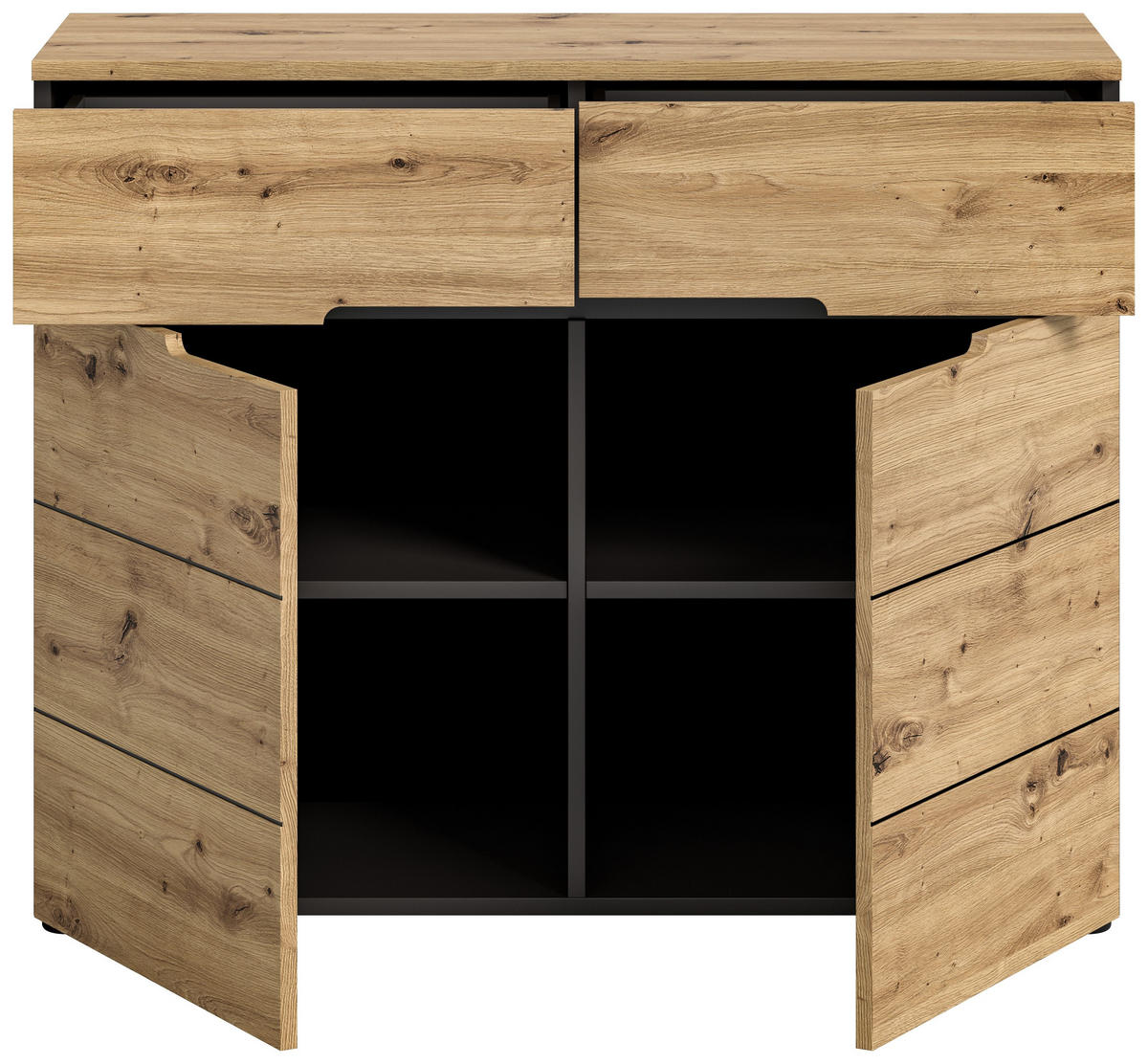 KOMMODE Nova in Basalt grau Nachbildung und Artisan Nachbildung B/H/T: 100x81x40 cm - Grau, Holzwerkstoff (100/81/40cm) - Homes & Jones