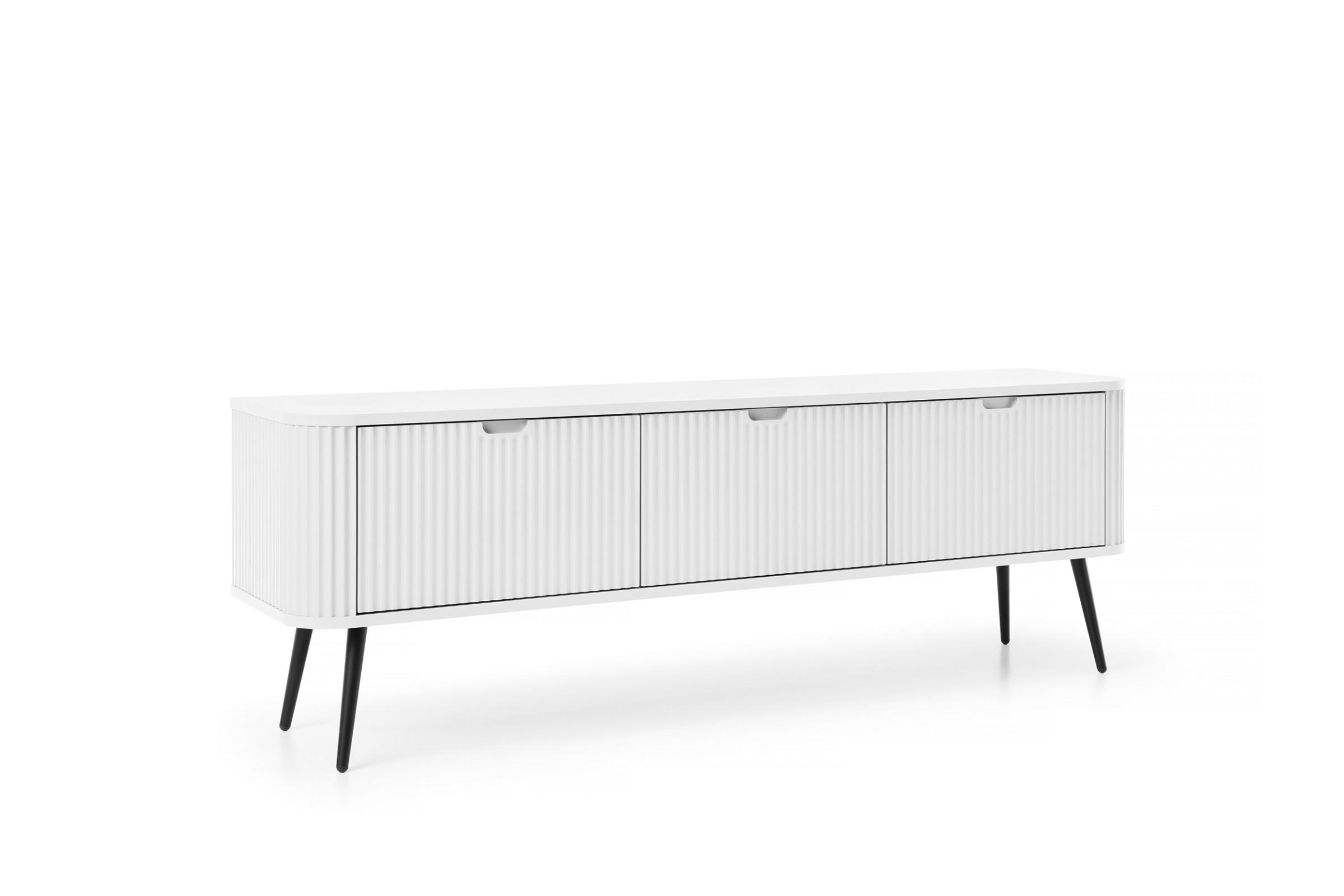 Deine Möbel 24 Tv-Lowboard Weiß, Schwarz 168x56x39 cm