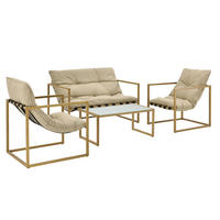 GARTENMÖBEL-SET 4 TLG. Dallas - Beige/Braun, Textil/Metall - casa.pro