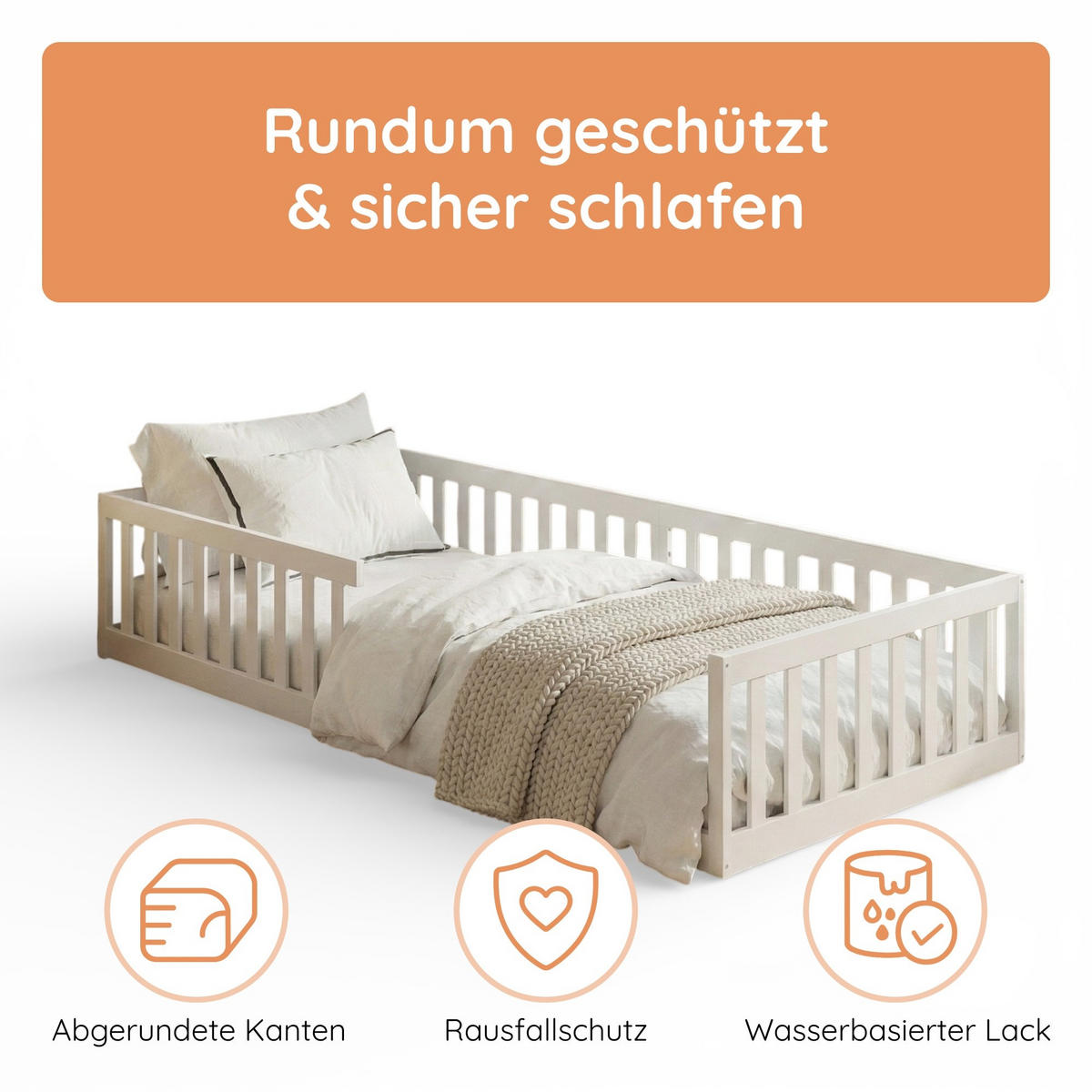 BODENBETT 90x200 cm in Weiß - Weiß, Holz (90/200cm) - Kids Collective