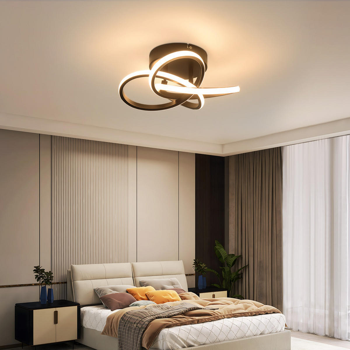 DECKENLEUCHTE Emmendingen II 32/32cm - Schwarz, Metall (32/32/16cm) - Nettlife