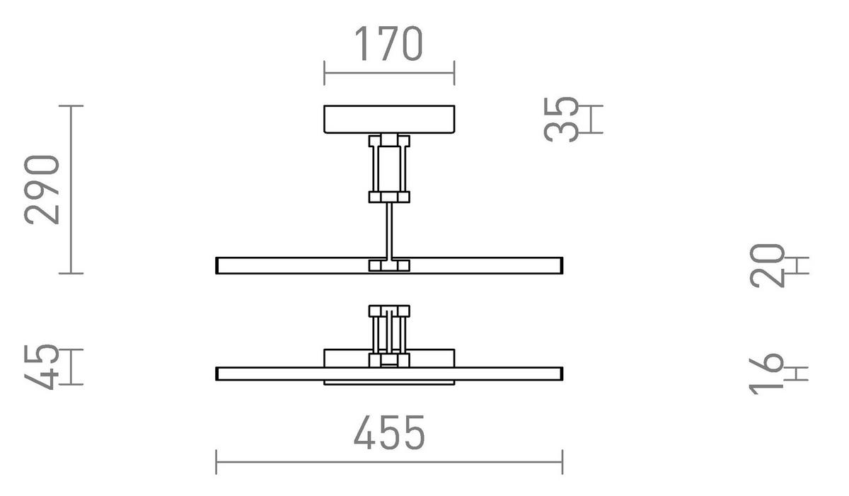 WANDLEUCHTE FRIDA 46 Matt schwarz 8 W - Schwarz, Metall (46/25/46cm) - Rendl