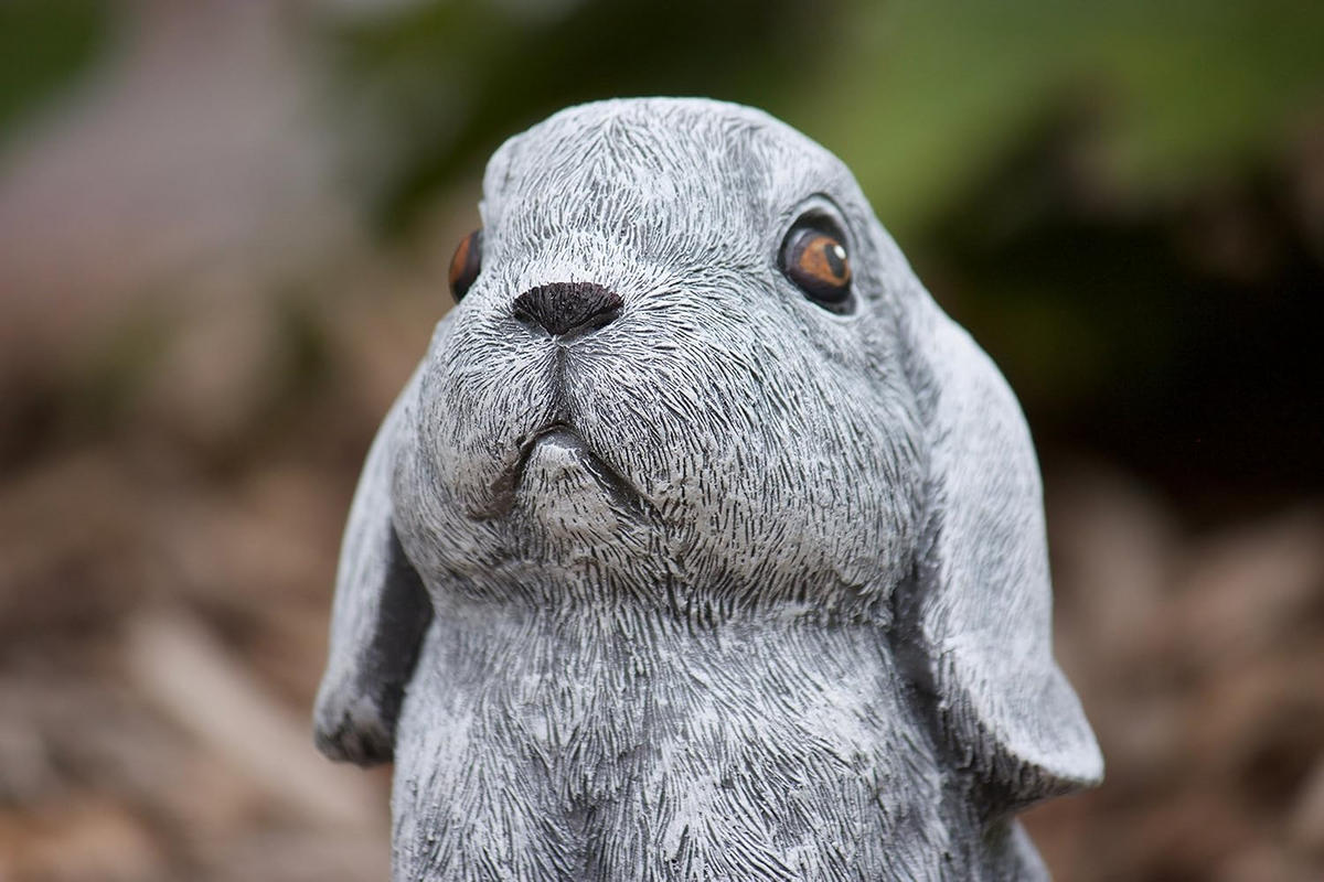 STEINFIGUR Hase Kaninchen Widder Balduin, Frostfest - Grau, Stein (9/20/10cm) - stoneandstyle