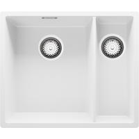 UNTERBAUSPÜLE GRANIT London Duo, 2-er set Weiß 56/47 cm 1,5 Becken + Ablauf-Set ab 60er Unterschrank - Chromfarben/Weiß, Kunststoff (56/20/47cm) - Primagran