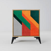 SIDEBOARD MAKESHIFT ARTISTRY, Eichefarben, 57,5x42x70,5 cm, Schwarze Metall-Sternfüße - Eichefarben/Multicolor, Holzwerkstoff/Metall (57.5/70.5/42cm) - SpaceRebels