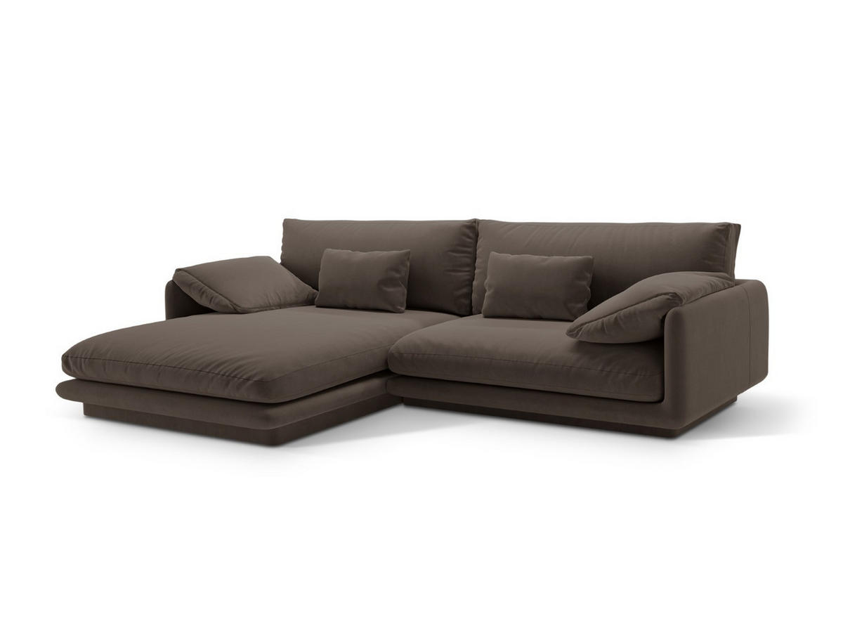 ECKSOFA links Torino aus Samt ebenholz 4 Sitzplätze - Graubraun, Textil (170/250cm) - Micadoni