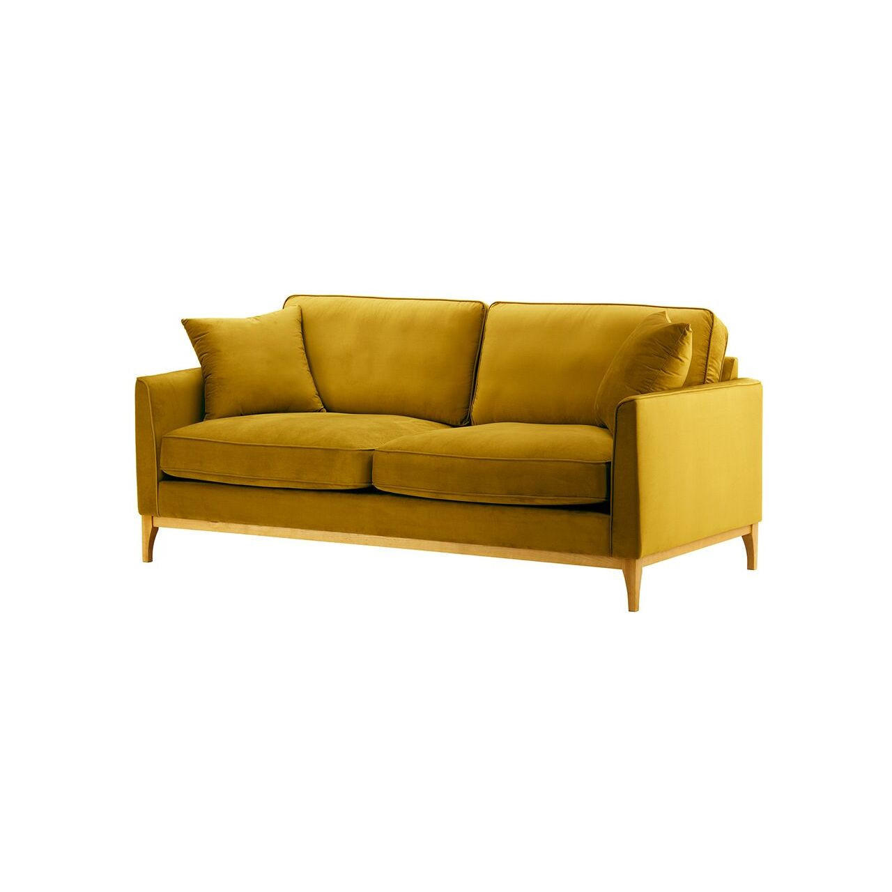DREISITZER-SOFA Linara-Velluto 8 - Gelb, Holz/Textil (201/91/95cm)