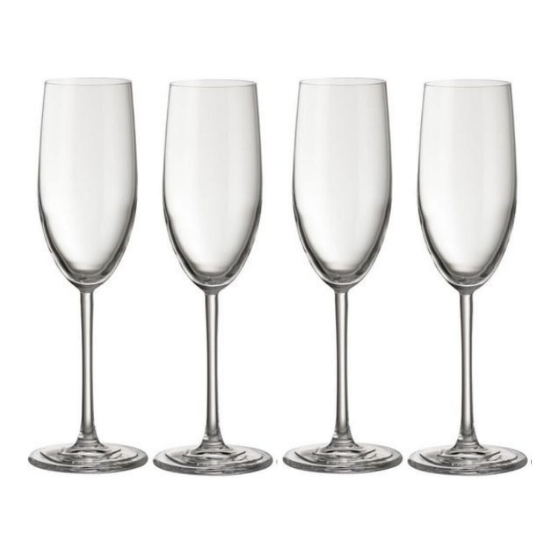 CHAMPAGNERGLÄSER Kristall 4er Set, Sektgläser, Kristallglas, Spülmaschinenfest, Elegant, Party, Hochzeit, Geschenkset, Hochwertig, Trinkgläser - Transparent, Glas (1L) - Tefal