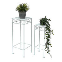 BLUMENHOCKER 2er Set Weiß Metall Eckig 96314 - Weiß, Metall (23/60/23cm) - DanDiBo