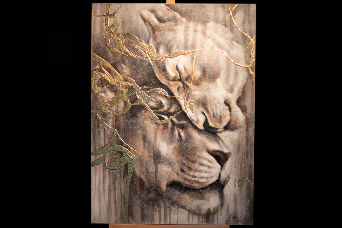 ACRYLBILD HANDGEMALT 75/100 cm - Goldfarben, Holz/Textil (75/100cm) - KUNSTLOFT