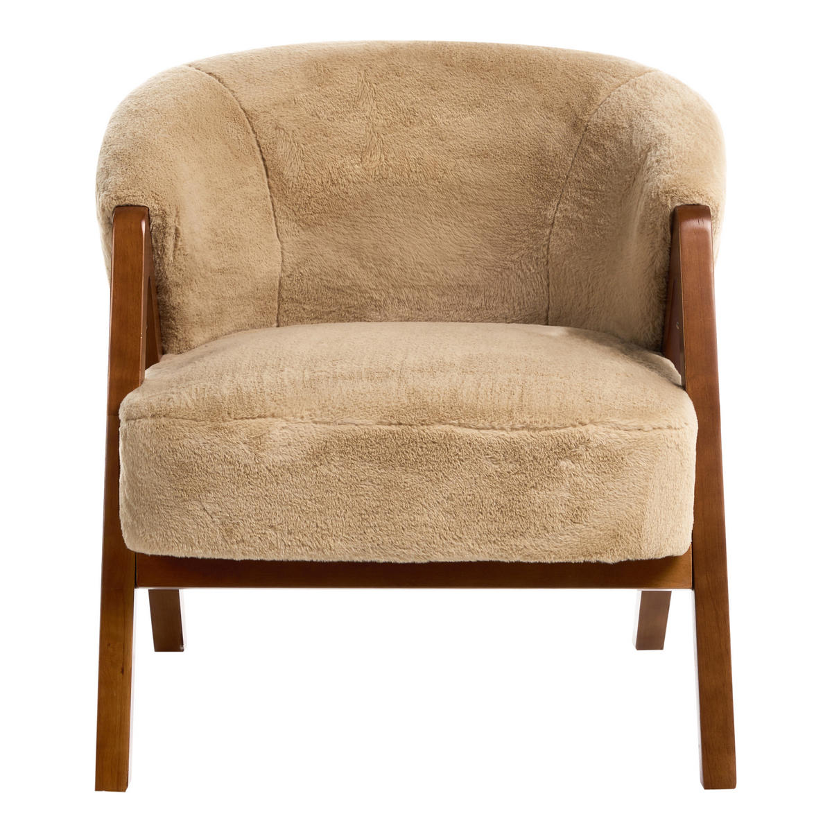 SESSEL Webpelz Beige Skei - Beige/Braun, Kunststoff (67/69/66cm) - Beliani