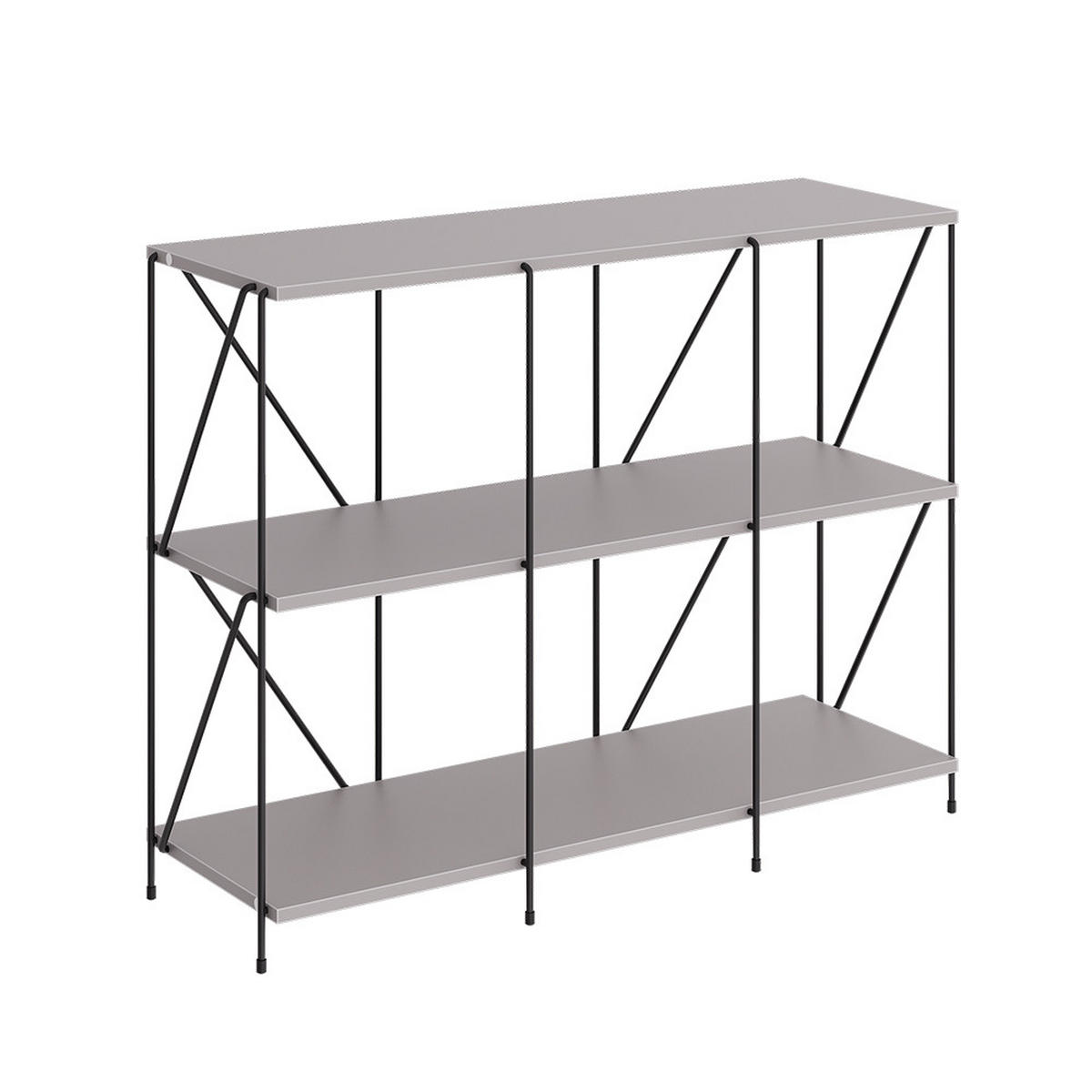 KNIHOVNA Ravix Béžová/černá - šedá/černá, kompozitní dřevo (90/71/30cm) - Vicco