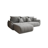 ECKSOFA Mit Schlaffunktion Und Bettkasten TOKYO, Stoff WIND, Grau, Links - Hellgrau, Holz (280/190cm) - Kaiser Möbel