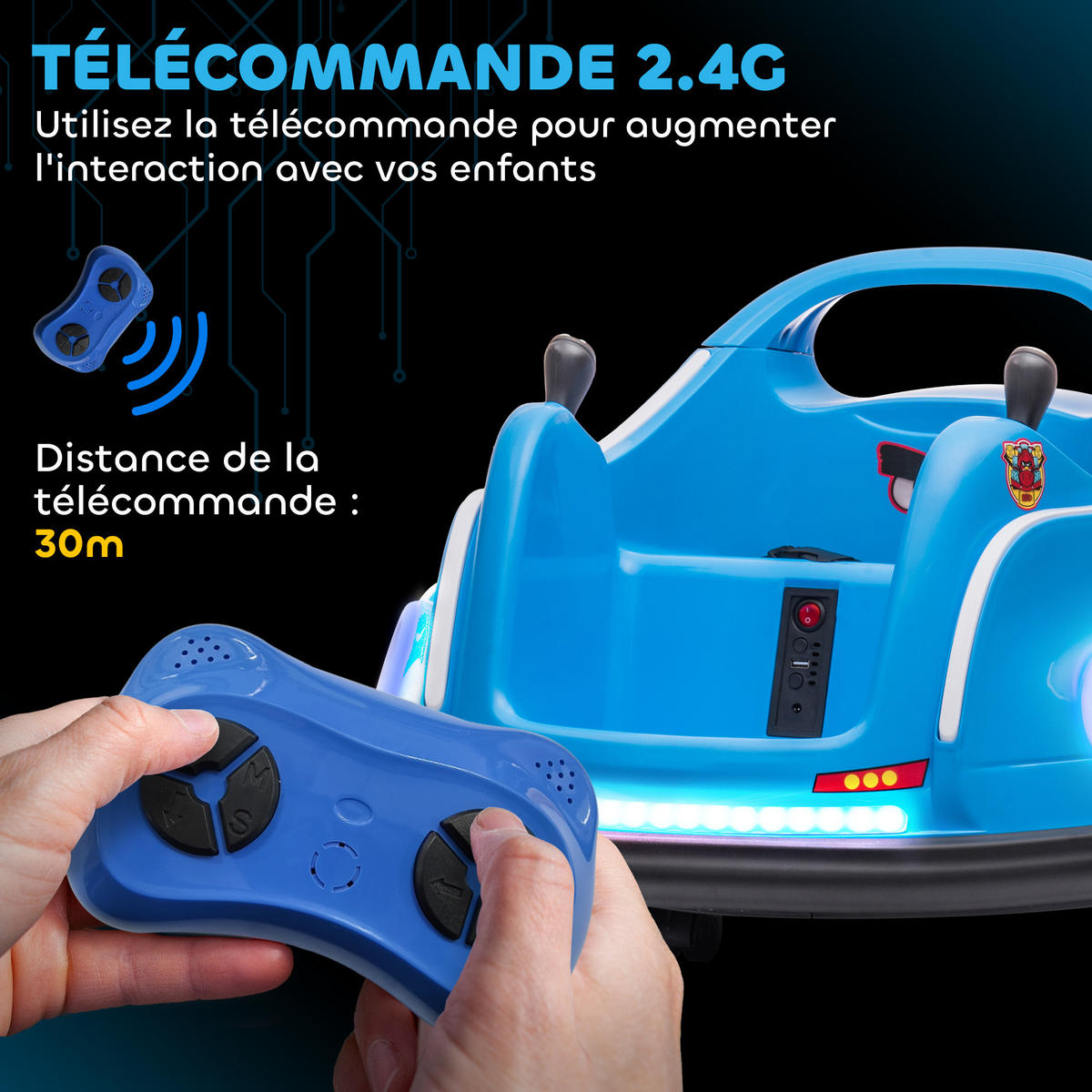 BUMPER-CAR DE-13154 360° Drehung Blau - Blau, Kunststoff (73/73/44cm) - ComfortXL