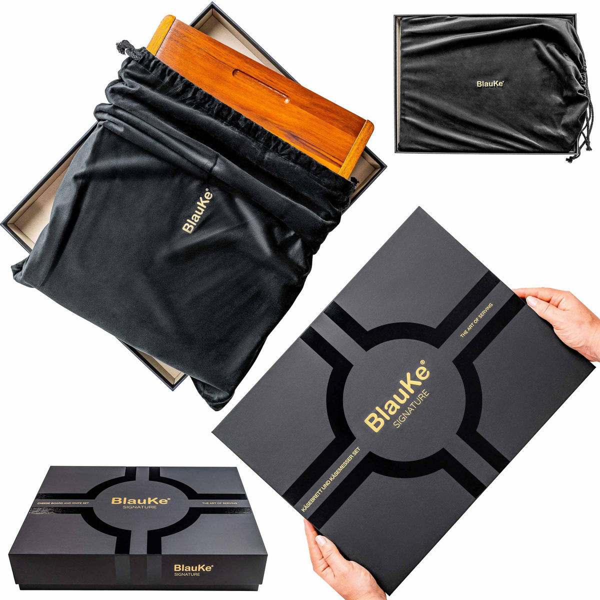 KÄSEBRETT mit Käsemesser Set 30x38cm (Akazienholz) - Beige, Holz (30/38cm) - BlauKe