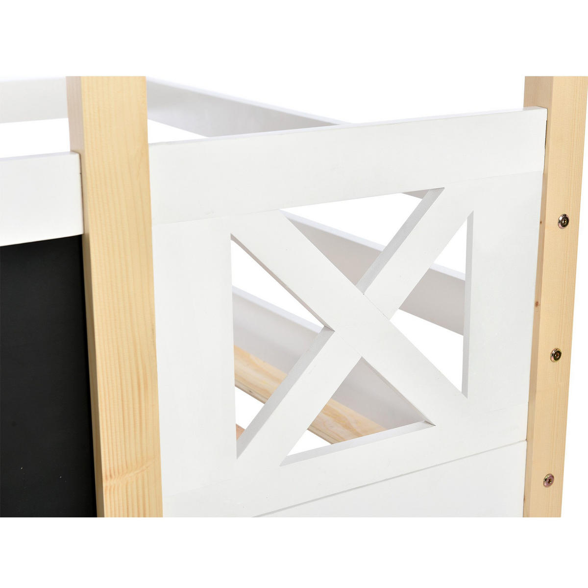 HOCHBETT 0,9x2m Baumhausbett & Rausfallschutz/Lattenrost - Weiß, Holzwerkstoff (90/200cm)