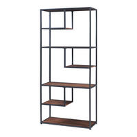 BÜCHERREGAL Østre - Walnussfarben/Schwarz, Holzwerkstoff/Metall (83/180/34cm) - [en.casa]