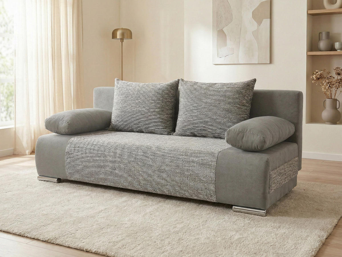 SCHLAFSOFA Naki - Silberfarben/Grau, Holz/Kunststoff (200/85/85cm)