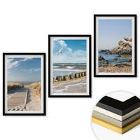 WANDBILDER 3er-Set - 40x60 cm Schwarzer Rahmen - Strand Holzsteg Klippen - Schwarz, Kunststoff (40/60cm) - ArtPrintCave