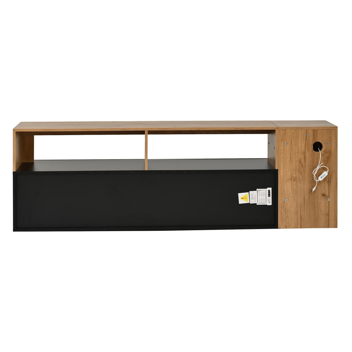 TV-SCHRANK 80 Zoll LED Stauraum Holz Schwarz Lowboard - Schwarz, Holzwerkstoff (184/58/42cm) - FLIEKS