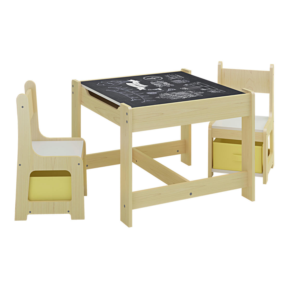 KINDERSITZGRUPPE 3 TLG. Irixoa - Dunkelgrau/Weiß, Holzwerkstoff (60.5/48/62.5cm) - [en.casa]