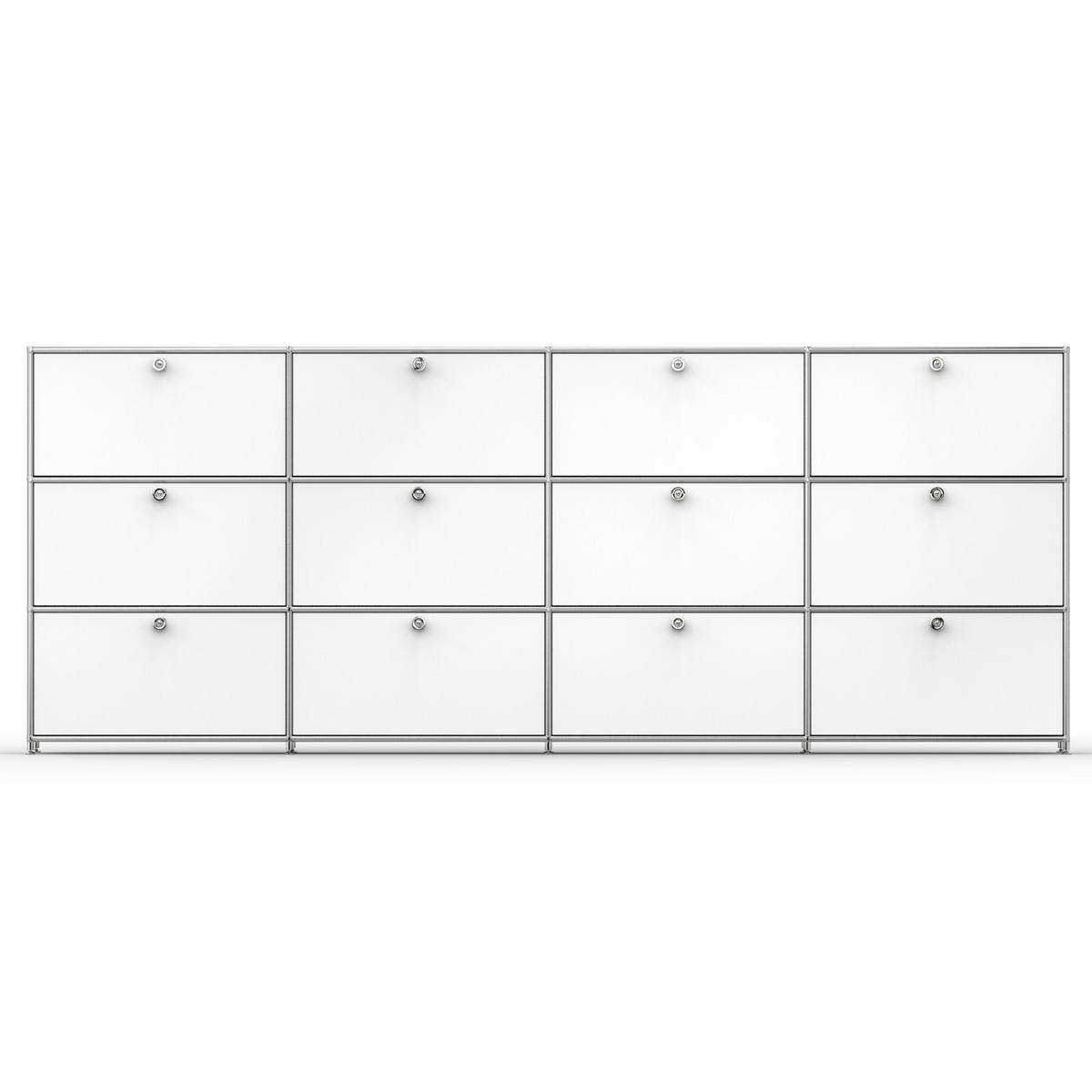 HOCHSCHRANK, 12 Schubladen, Schloss, Breite 302 cm, Signalweiß - Chromfarben/Silberfarben, Metall (40/118/302.2cm) - Versee