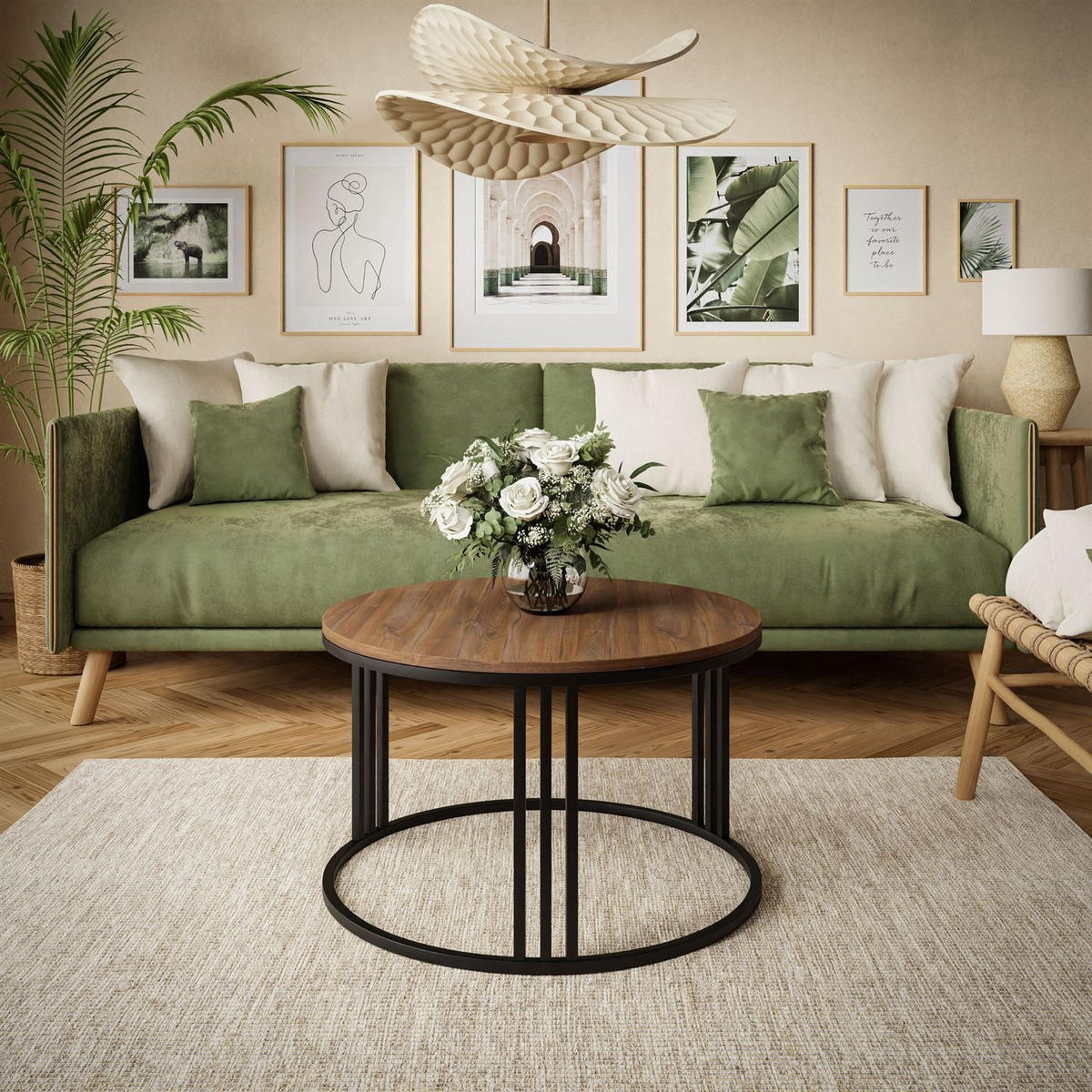 COUCHTISCH LORI LOFT - Eichefarben/Schwarz, Holzwerkstoff (70/70/48cm) - Lookway