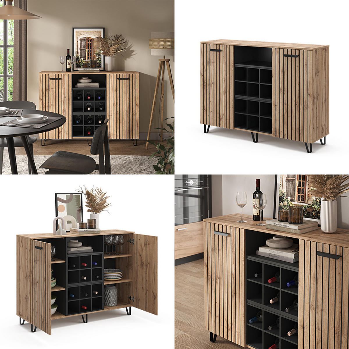KOMMODE Amber Braun 133.6 x 100 cm mit 2 Türen - Braun, Holzwerkstoff (38/100/133.6cm) - Vicco