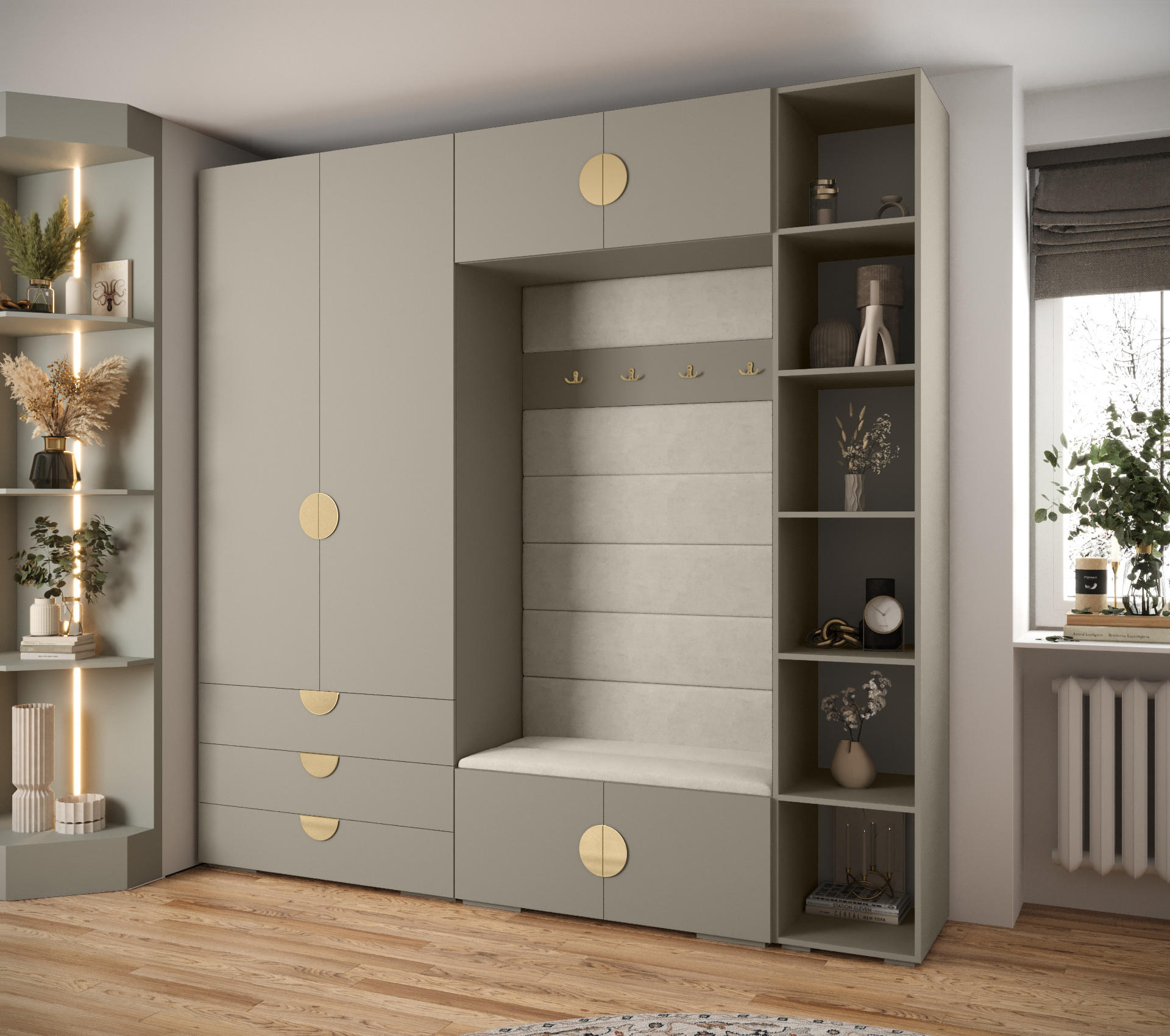 GARDEROBEN-SET 236,7/240/47 - Kaschmir/Goldfarben, Holz/Kunststoff (240/236.7/47cm) - Abiks Möbel