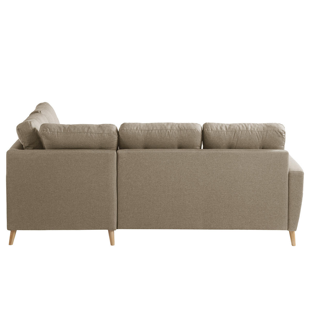 ECKSOFA mit Ottomane - Webstoff - Hellbraun/Cappuccino, Holz/Textil (230/200cm) - home24