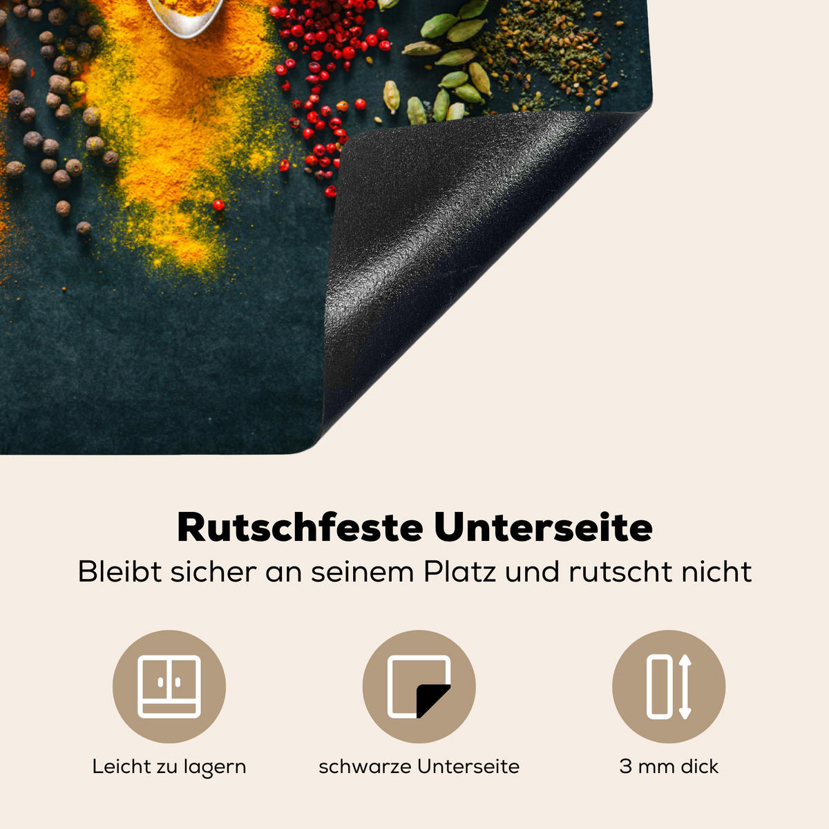 HERDABDECKPLATTE Kräuter - Gewürze - Löffel 71x52 cm - Multicolor, Kunststoff (71/0.2/52cm) - MuchoWow