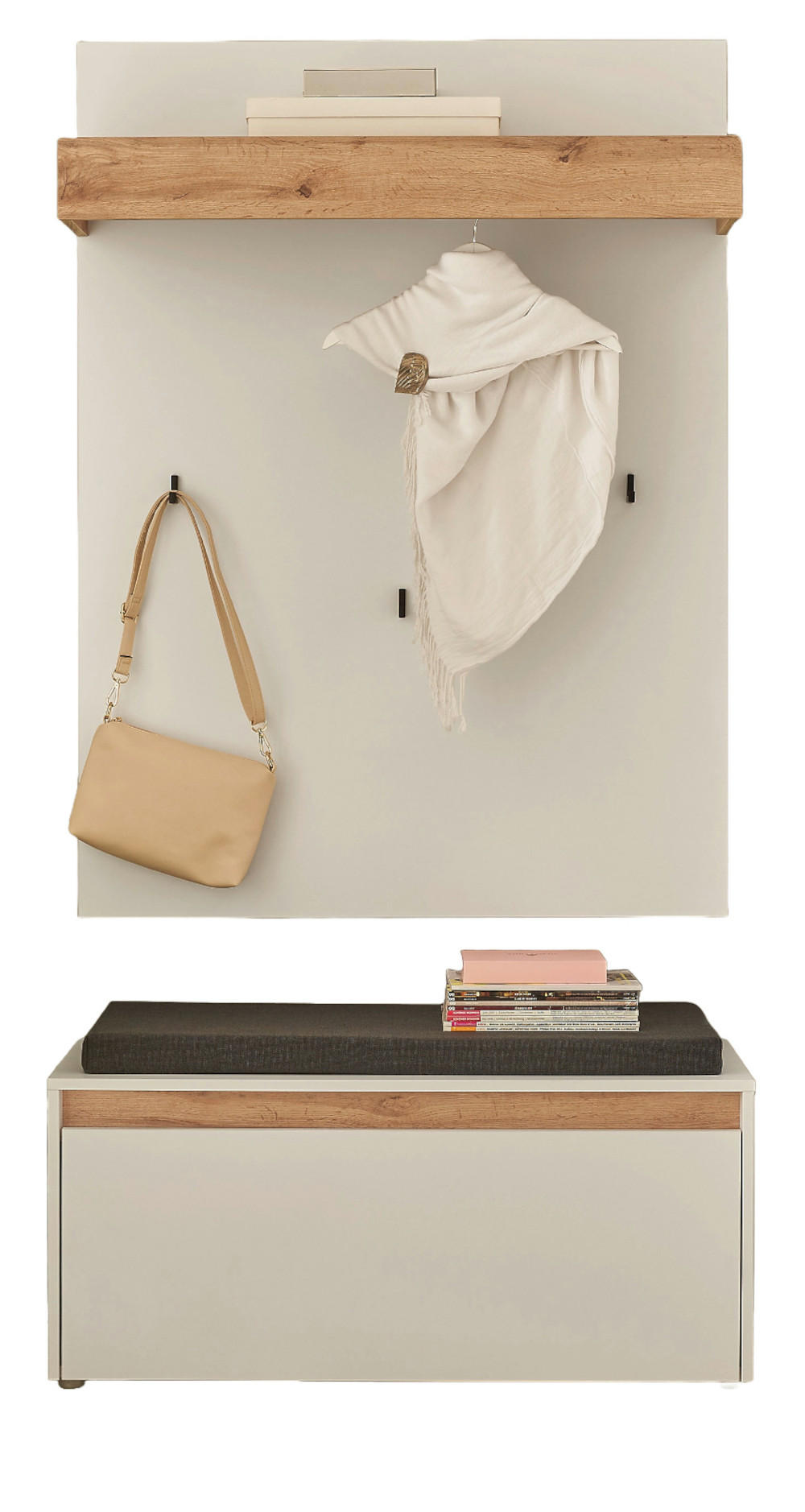 Furn.Design Garderoben-Set Weiß, Eiche Wotan 100x200x40 cm