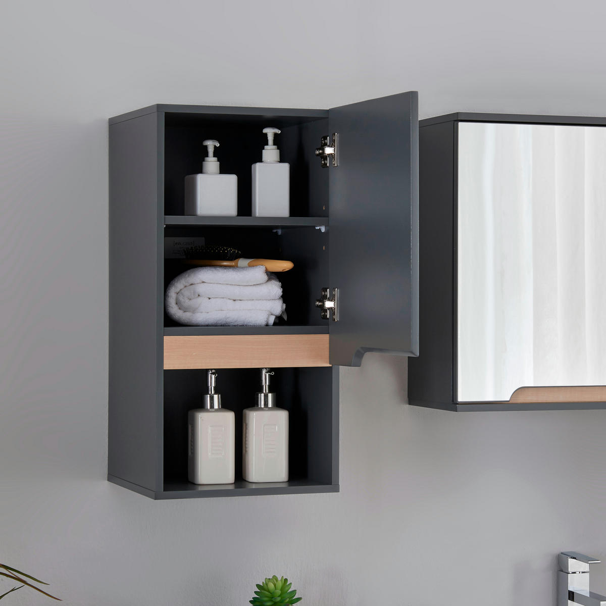 HÄNGESCHRANK Bergkamen - Grau, Holzwerkstoff (30/60/30cm) - [en.casa]
