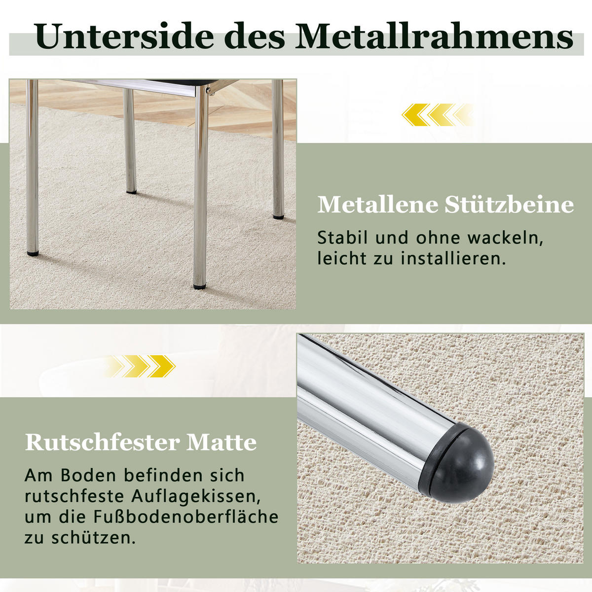 STUHL-SET DE-36577 4 Stück mit PU-Bezug und Metallbeinen Schwarz - Schwarz, Metall (42.6/93/43cm) - ComfortXL