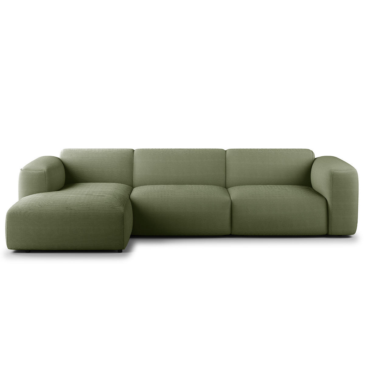 3-SITZER ECKSOFA mit Longchair - Dunkelgrün/Schwarz, Textil (284/173cm) - home24